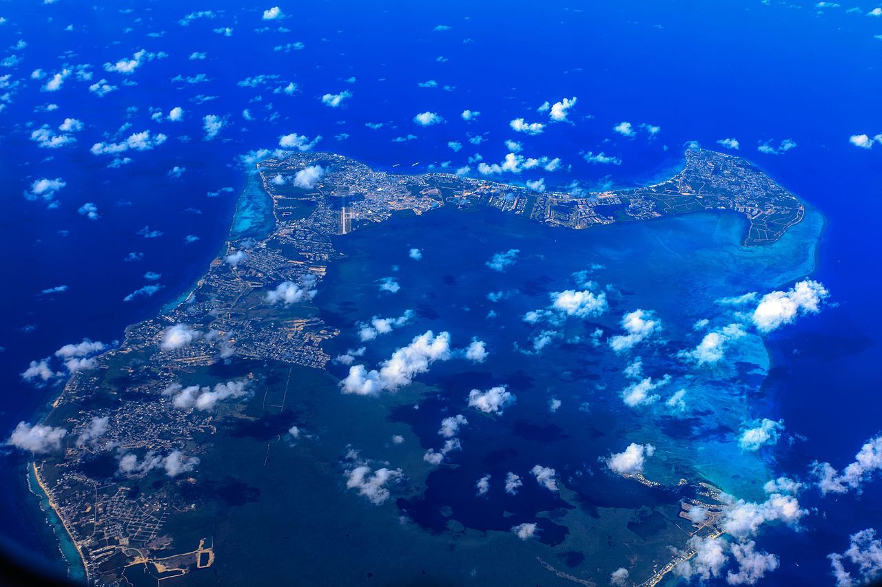 AA flight from Quito, Ecuador to Miami, Florida...Grand Cayman Islands.Georgetown near the airport...