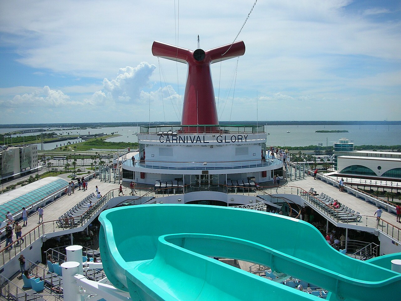 Water Slide on the top level of boat.