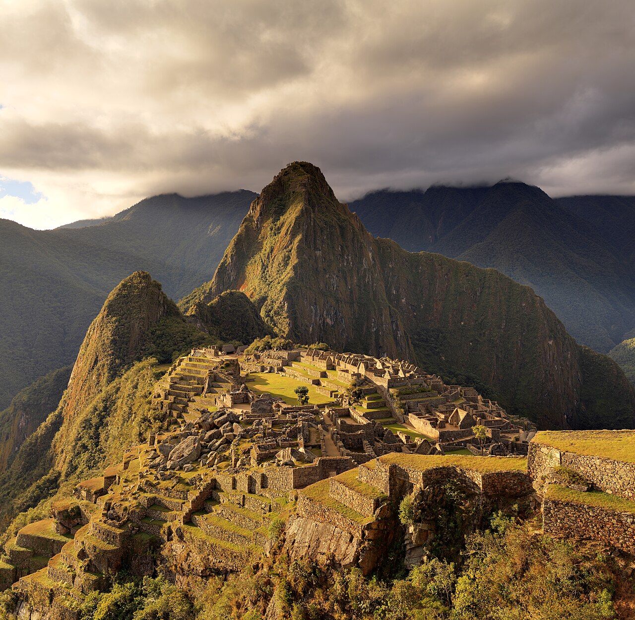 The Macchu Picchu, a UNESCO World Heritage Site near Cusco in Peru, at twilight.